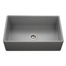 Hamat CHE-3320SA-MG - Chelsea 33'' Apron-Front Fireclay Single Bowl Kitchen Sink, Matte Grey