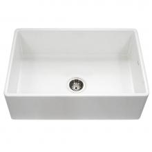 Hamat CHE-3320SA-WH - Apron-Front Fireclay Single Bowl Kitchen Sink, White