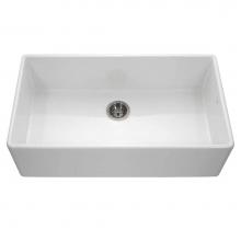 Hamat CHE-3620SA-WH - Apron-Front Fireclay Single Bowl Kitchen Sink, White