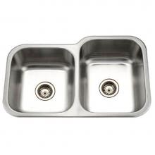 Hamat CLA-3221DL-20 - Undermount Stainless Steel 40/60 Double Bowl Kitchen Sink, Small Bowl Left