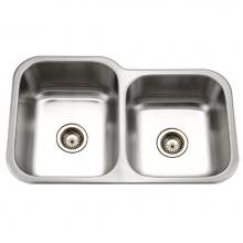 Hamat CLA-3221DR-20 - Undermount Stainless Steel 60/40 Double Bowl Kitchen Sink, Small Bowl Right