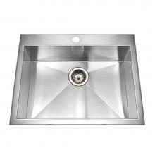 Hamat CON-2522ST - Zero Radius Topmount Stainless Steel 1-Hole Single Bowl Kitchen Sink