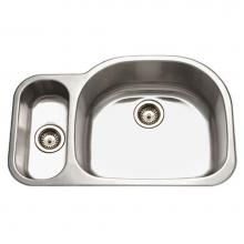 Hamat DES-3221DL-20 - Undermount Stainless Steel 20/80 Double Bowl Kitchen Sink, Small Bowl Left