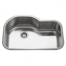 Hamat DES-3221S-20 - Designer 32'' Undermount Stainless Steel Offset Single Bowl Kitchen Sink, Bulk Pack