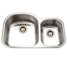 Hamat DES-3322DR-1 - Undermount Stainless Steel 70/30 Double Bowl Kitchen Sink, Small Bowl Right