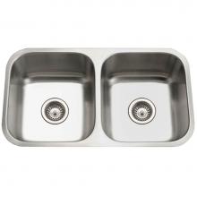Hamat ENT-3218D-20 - Undermount Stainless Steel 50/50 Double Bowl Kitchen Sink, 18 Gauge