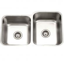 Hamat ENT-3220DL-1 - Undermount Stainless Steel 40/60 Double Bowl Kitchen Sink, Small Bowl Right, 18 Gauge