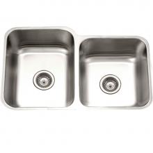 Hamat ENT-3220DR-20 - Undermount Stainless Steel 60/40 Double Bowl Kitchen Sink, Small Bowl Left, 18 Gauge