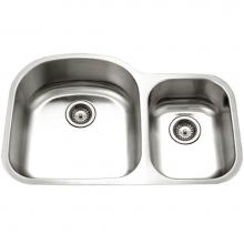 Hamat ENT-3321DDR-1 - Undermount Stainless Steel 70/30 Double Bowl Kitchen Sink, Small Bowl Right, 18 Gauge