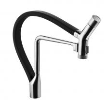 Hamat KAPO-2000-PCB - Dual Function Hand Held Pull Off Kitchen Faucet in Polished Chrome with Black Hose