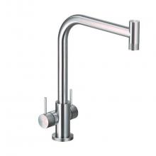 Hamat KNDH-1000-BSS - Contemprary Dual Handle Kitchen Faucet in Brushed Stainless Steel, less sidepsray