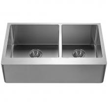 Hamat HUD-3320D - Apron Front 60/40 Double Bowl Kitchen Sink
