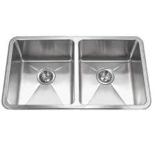 Hamat HYD-3218D-20 - 15MM Radius Undermount Stainless Steel 50/50 Double Bowl Kitchen Sink