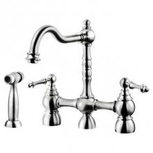Hamat NOBS-4000-PN - Nottingham Two Handle Bridge Faucet with Side Spray in Polished Nickel