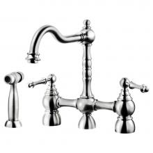 Hamat NOBS-4000-PC - Two Handle Bridge Faucet with Side Spray in Polished Chrome