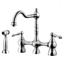 Hamat NOBS-4000-PC - Nottingham Two Handle Bridge Faucet with Side Spray in Polished Chrome