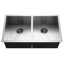 Hamat PRI-3318D - Undermount Stainless Steel 50/50 Double Bowl Kitchen Sink