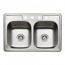 Hamat REV-3322DT-6-4-20 - Revive 33'' ADA Topmount Stainless Steel 4-hole Single Bowl Kitchen Sink, 6''