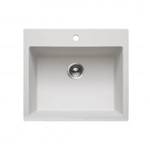 Hamat SIO-2317ST-WH - Granite Topmount Single Bowl Kitchen Sink, White