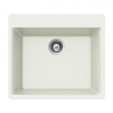Hamat SIO-2420ST-WH - Granite Topmount Single Bowl Kitchen Sink, White