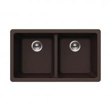 Hamat SIO-2917DU-MO - SiOStone 31'' Granite Undermount 50/50 Double Bowl Kitchen Sink, Mocha