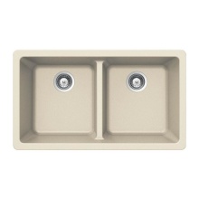 Hamat SIO-3319DU-LN - SiOStone 33'' Granite Undermount 50/50 Double Bowl Kitchen Sink, Linen