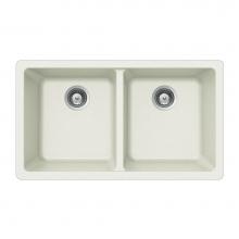 Hamat SIO-3319DU-WH - SiOStone 33'' Granite Undermount 50/50 Double Bowl Kitchen Sink, White