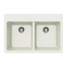Hamat SIO-3322DT-WH - SiOStone 33'' Topmount 50/50 Double Bowl Kitchen Sink, White