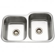 Hamat VIT-3221DL-1 - Undermount Stainless Steel 40/60 Double Bowl Kitchen Sink, Small bowl left