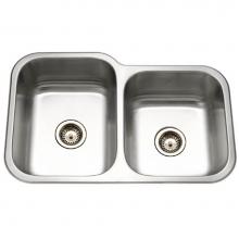 Hamat VIT-3221DR-1 - Undermount Stainless Steel 60/40 Double Bowl Kitchen Sink, Small bowl Right