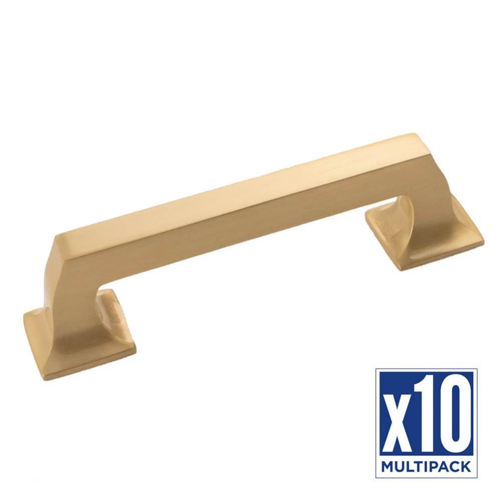 Studio II Collection Pull 3-3/4 Inch (96mm) Center to Center Brushed Golden Brass Finish (10 Pack)