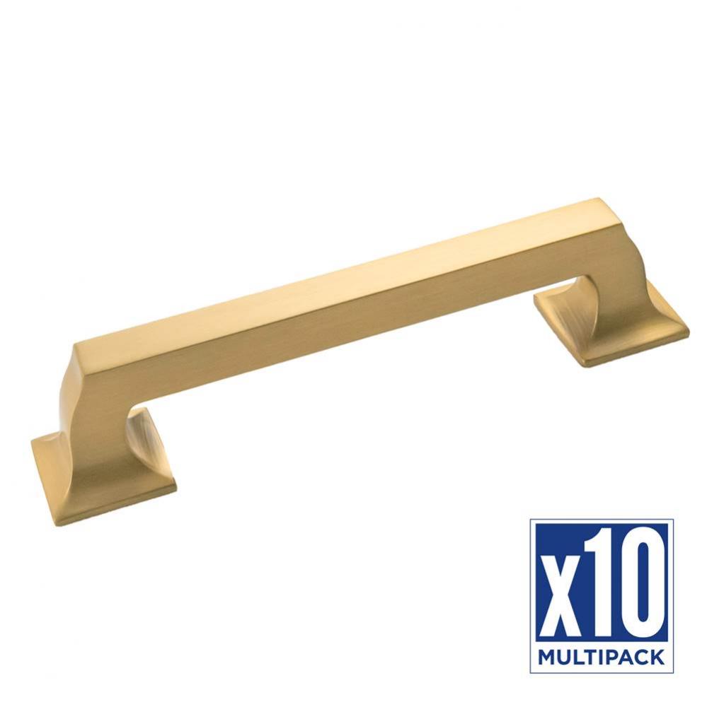Studio II Collection Pull 5-1/16 Inch (128mm) Center to Center Brushed Golden Brass Finish (10 Pac