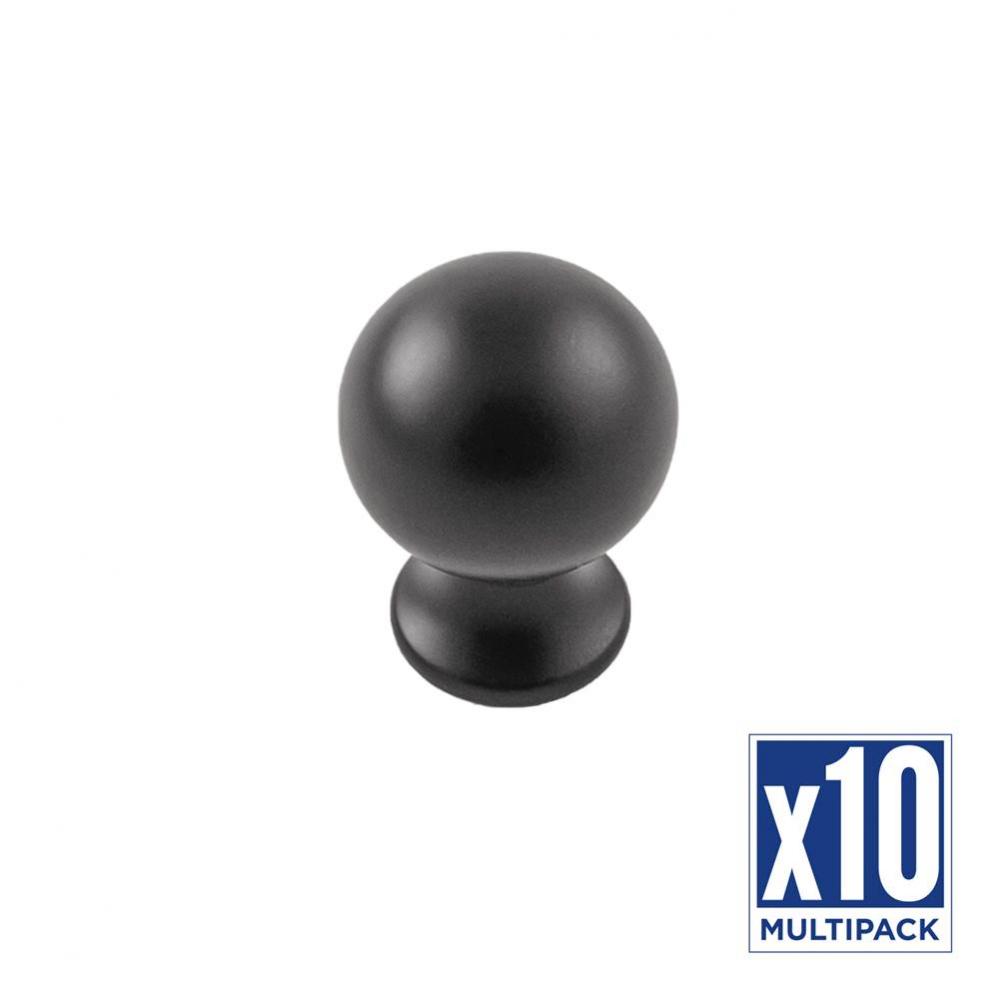 Fuller Collection Knob 1 Inch Diameter Matte Black Finish (10 Pack)