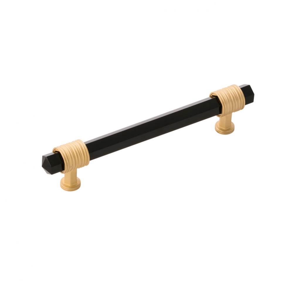 Chrysalis Collection Pull 5-1/16 Inch (128mm) Center to Center Brushed Golden Brass with Opaque Bl