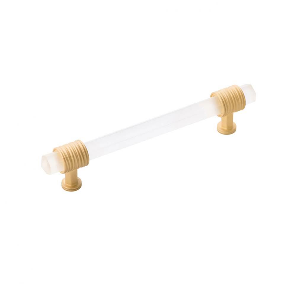 Chrysalis Collection Pull 5-1/16 Inch (128mm) Center to Center Brushed Golden Brass with Frosted G