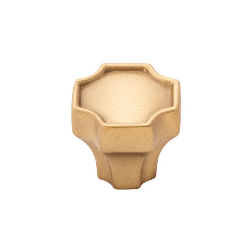 Monarch Collection Knob 1-1/4 Inch x 1-1/4 Inch Brushed Golden Brass Finish (10 Pack)
