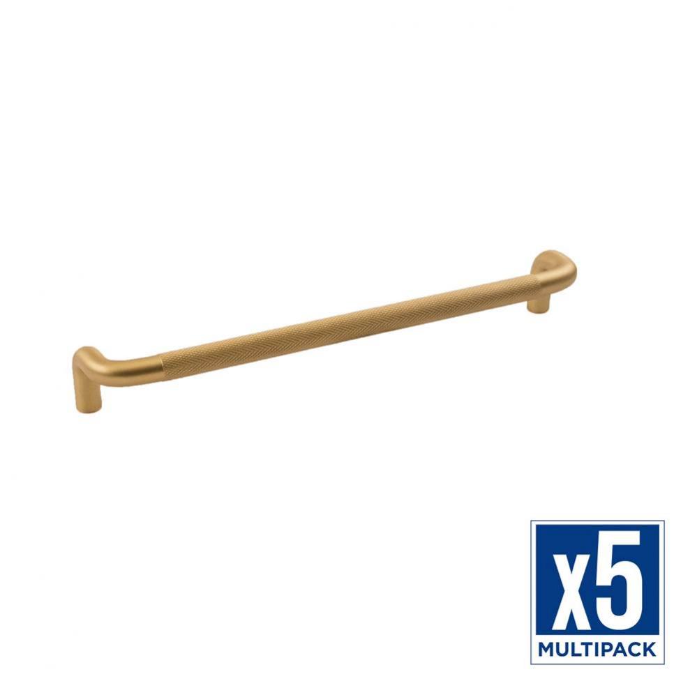 Verge Collection Pull 7-9/16 Inch (192mm) Center to Center Brushed Golden Brass Finish (5 Pack)