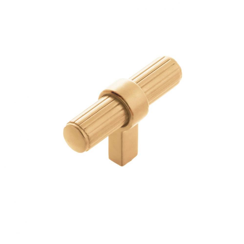 Sinclaire Collection T-Knob 2-3/8 Inch x 3/4 Inch Brushed Golden Brass Finish (10 Pack)