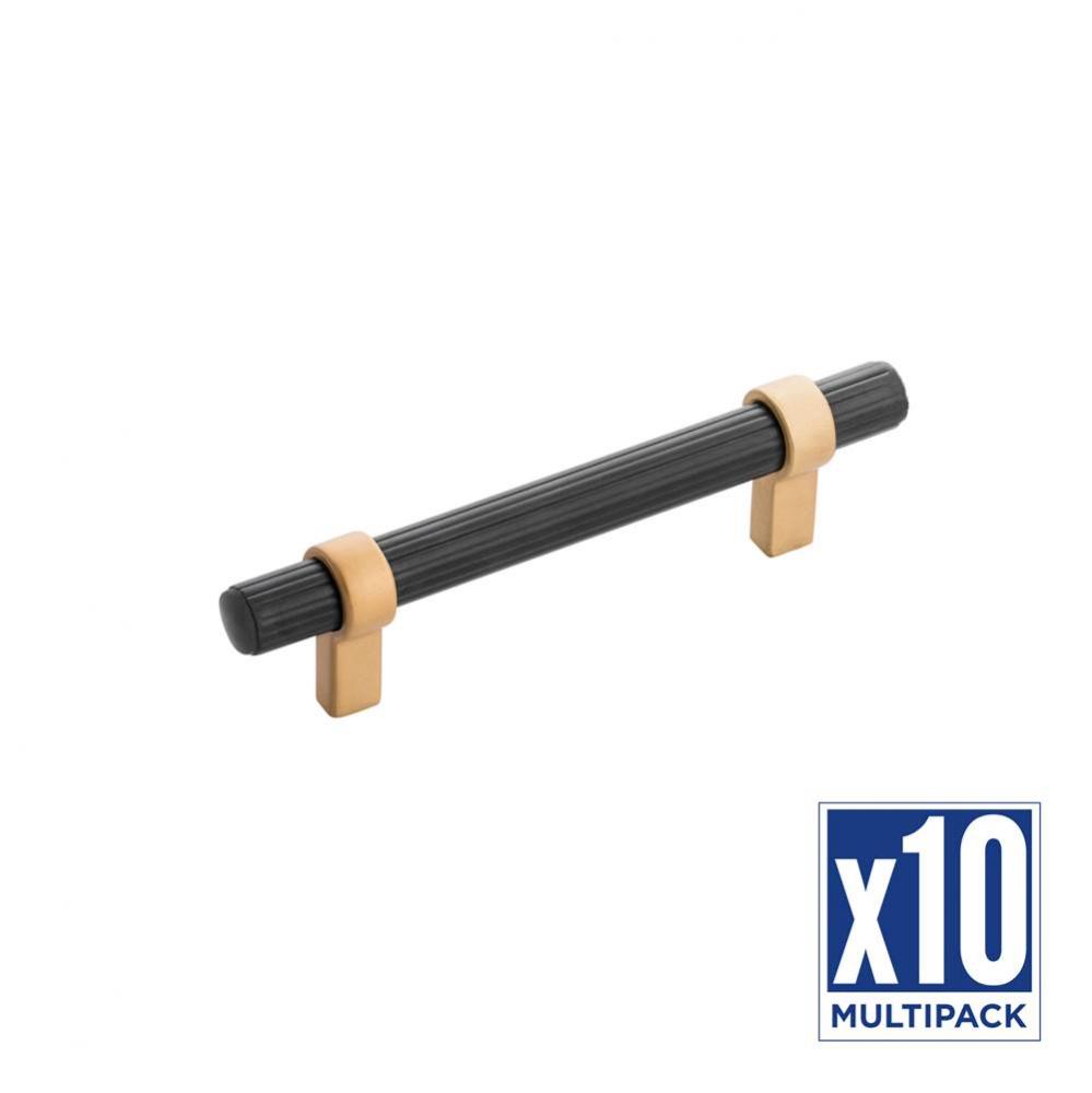 Sinclaire Collection Pull 3-3/4 Inch (96mm) Center to Center Matte Black and Brushed Golden Brass