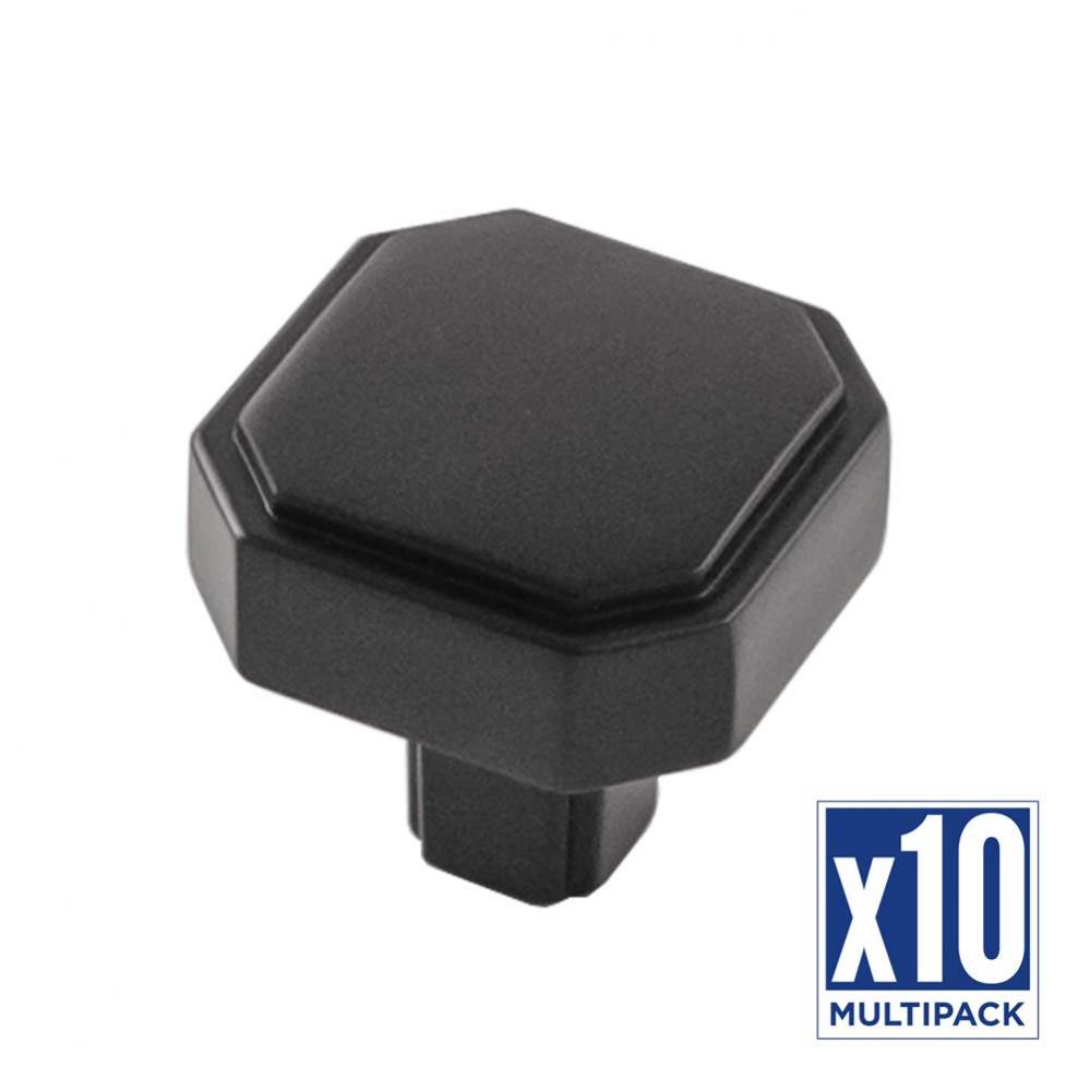 Monroe Collection Knob 1-5/16 Inch x 1-5/16 Inch Matte Black Finish (10 Pack)
