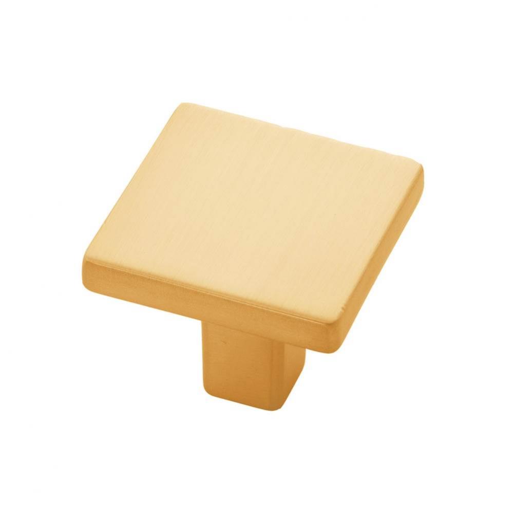 Emerge Collection Knob 1-5/16 Inch Square Brushed Golden Brass Finish (10 Pack)