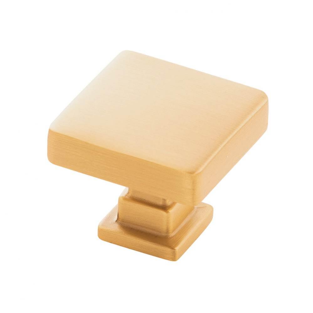 Brighton Collection Knob 1-1/4 Inch Square Brushed Golden Brass Finish