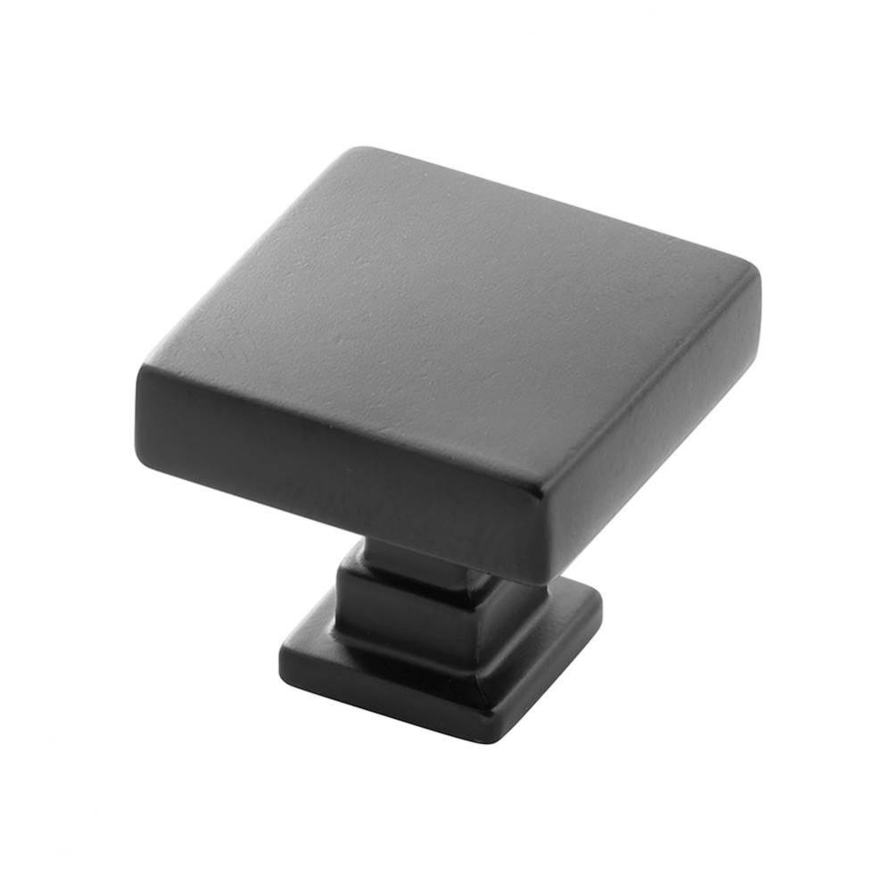 Brighton Collection Knob 1-1/4 Inch Square Matte Black Finish