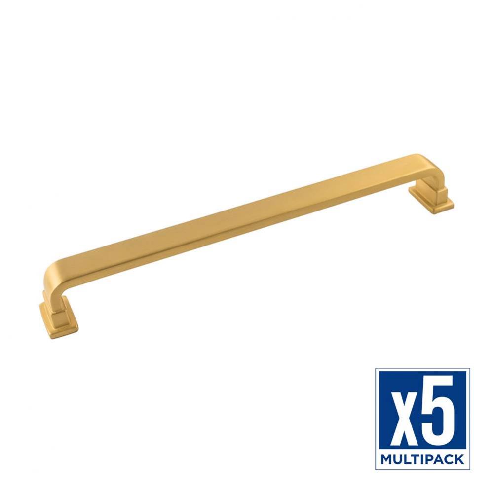 Brighton Collection Pull 8-13/16 Inch (224mm) Center to Center Brushed Golden Brass Finish (5 Pack
