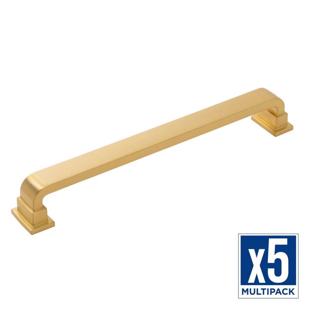 Brighton Collection Appliance Pull 12 Inch Center to Center Brushed Golden Brass Finish (5 Pack)