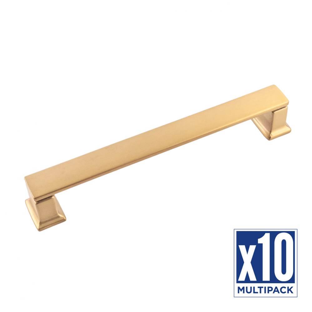 Cambridge Collection Pull 6-5/16 Inch (160mm) Center to Center Brushed Golden Brass Finish (10 Pac