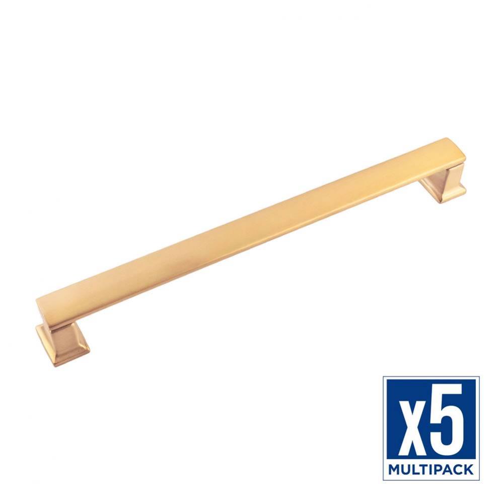 Cambridge Collection Pull 8-13/16 Inch (224mm) Center to Center Brushed Golden Brass Finish (5 Pac