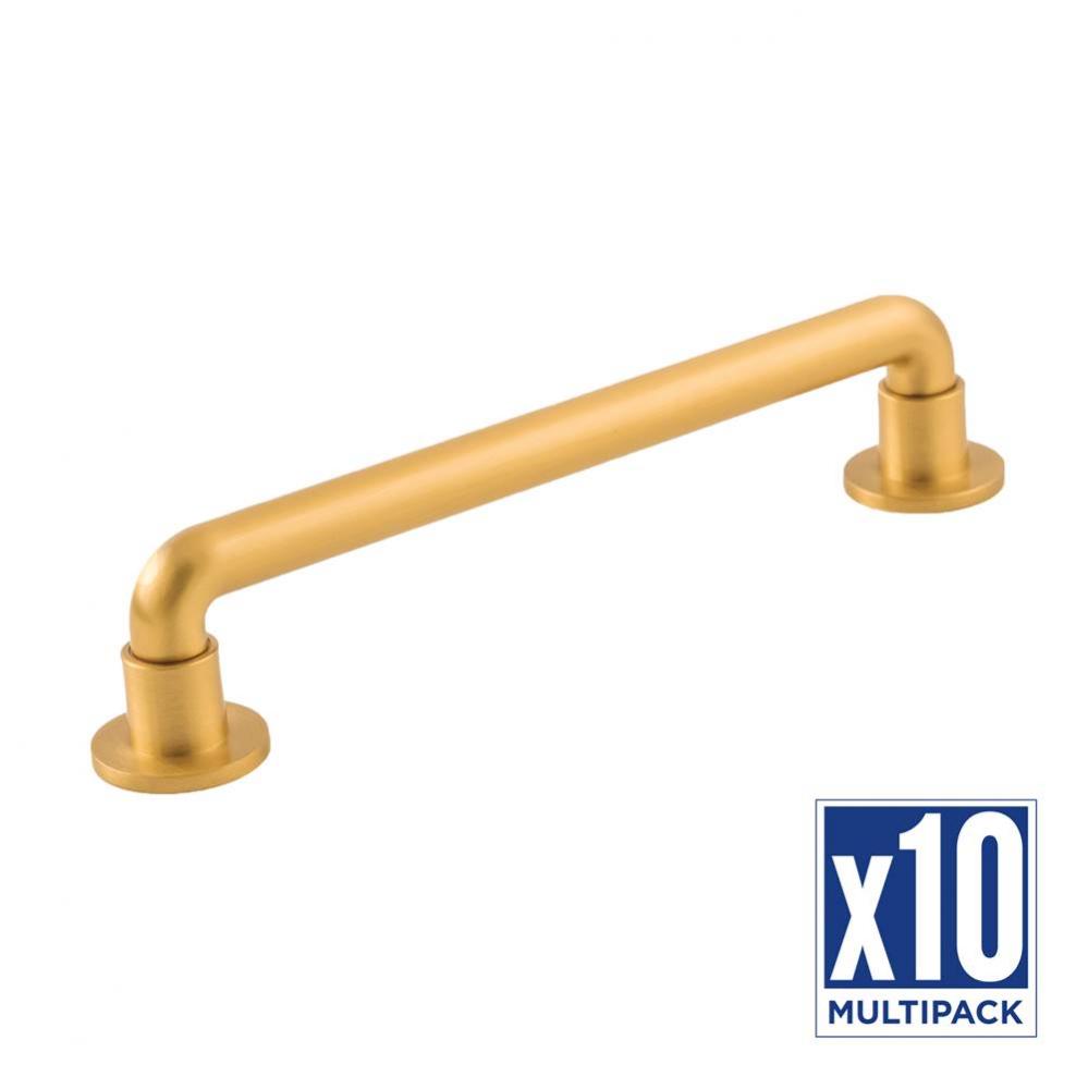 Urbane Collection Pull 6-5/16 Inch (160mm) Center to Center Brushed Golden Brass Finish (10 Pack)