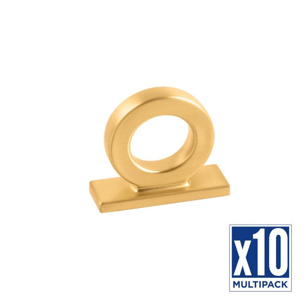 Corsa Collection Ring Knob 1-3/4 Inch x 5/8 Inch Brushed Golden Brass Finish (10 Pack)
