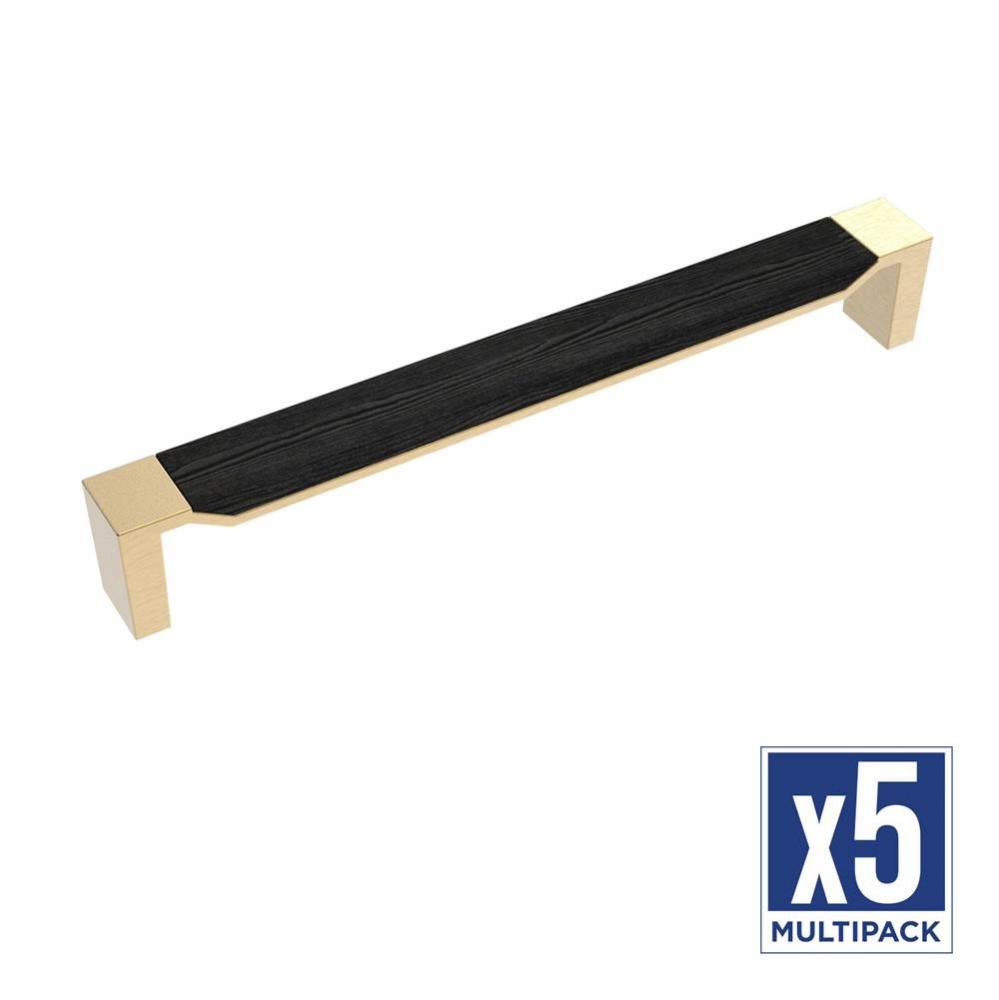 Fuse Collection Appliance Pull 12 Inch Center to Center Brushed Golden Brass with Black Wood Finis